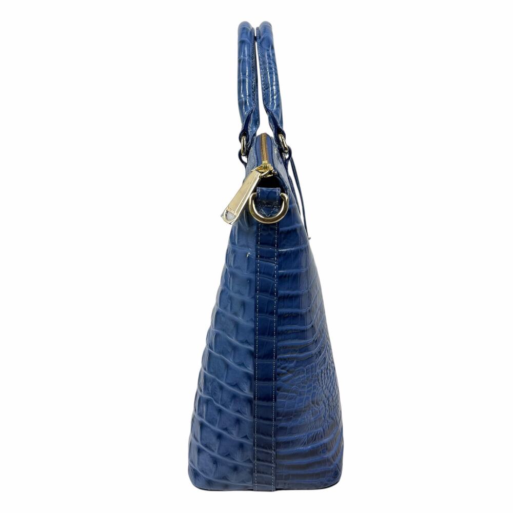 Brahmin Large Duxbury Satchel Bag Melbourne Irish Blue Leather Croc - Picture 5 of 15